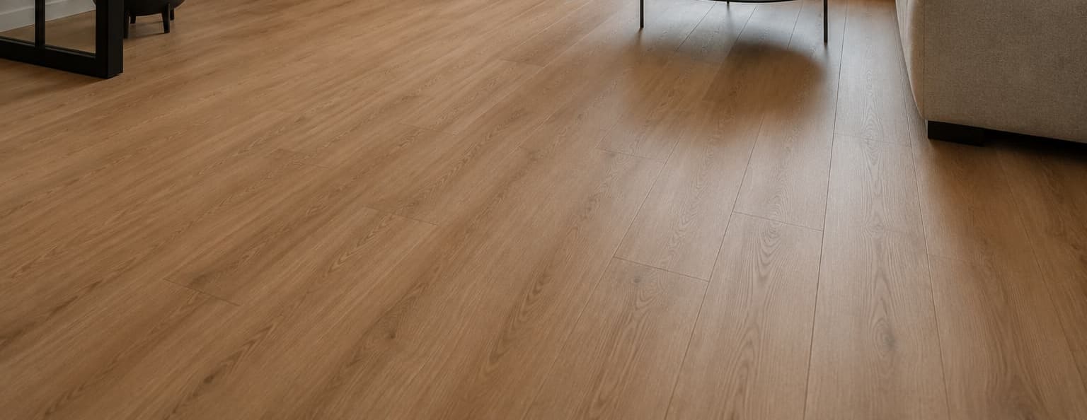 Laminaatplanken zwevend gelegd op een vlakke ondergrond